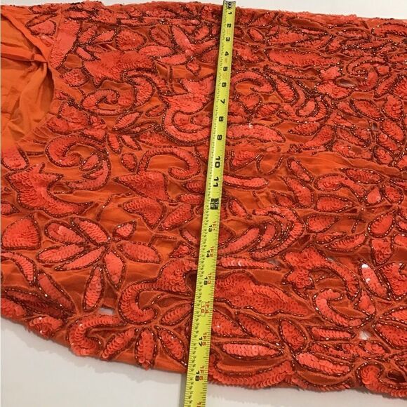 ASOS Orange Sequin Fringe Midi Slip Dress New Size 8 - Picture 13 of 16